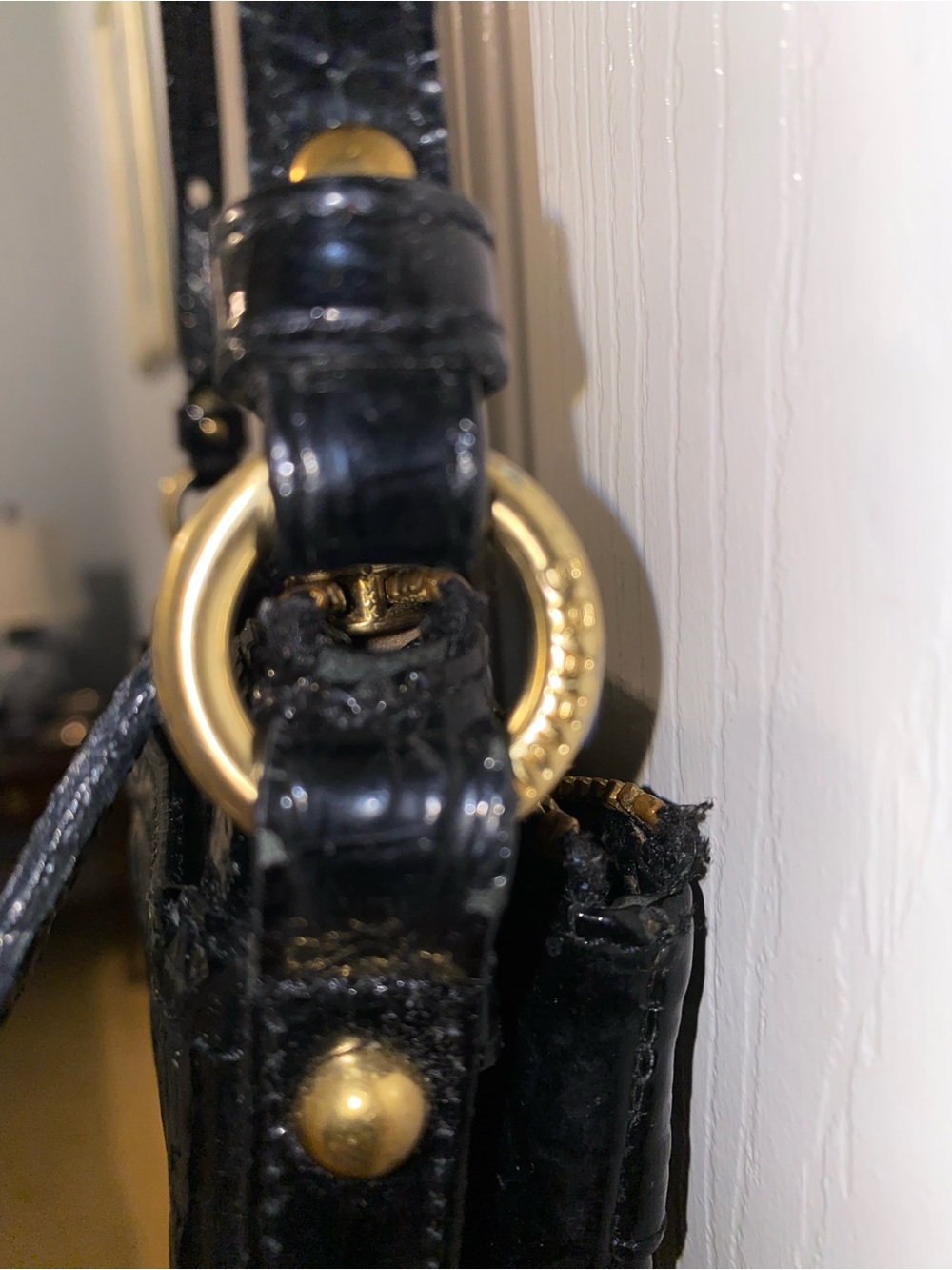 Brahmin Mojito Black Croc-Embossed Leather Crossbody with Gold Hardware - Picture 6 of 13